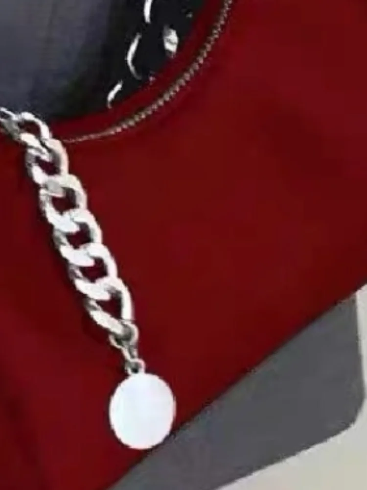 Czerwone torby na ramię ze skóry PU Retro Casual kobiece torby na ramię modne damskie torebki zaawansowane kobiece torby pod pachami z łańcuszkiem