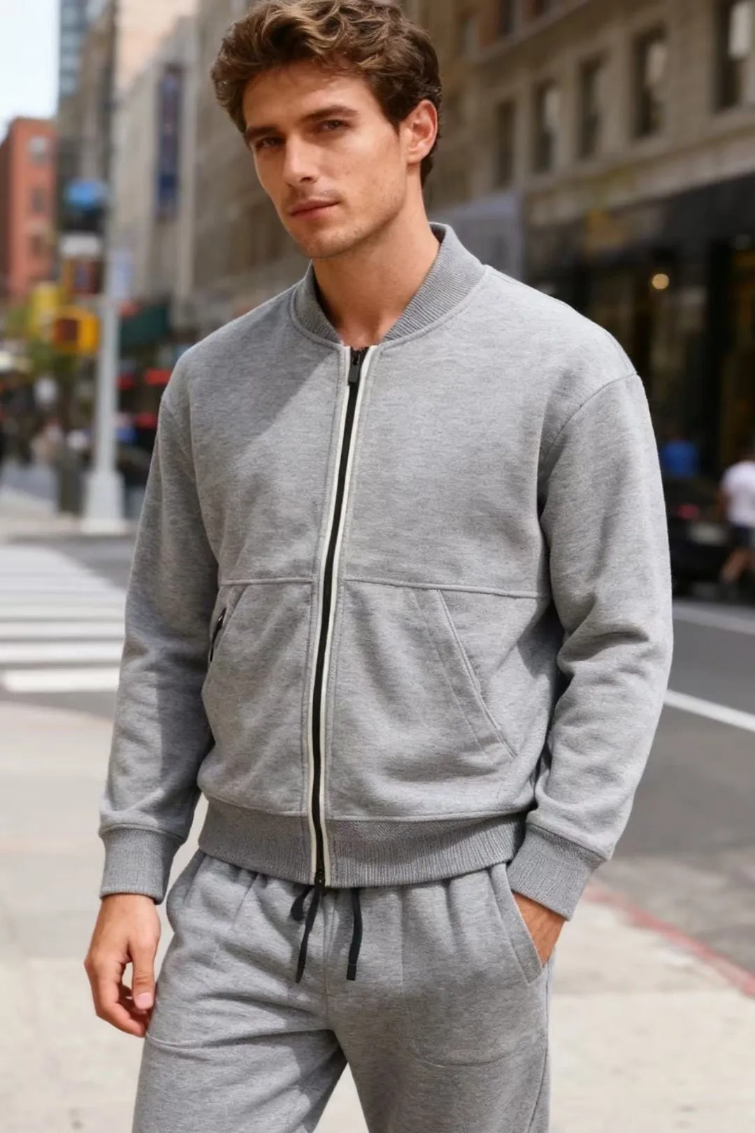 

Italian Sle Busin Casual Simple Baseball Collar Jaet Dstring Elastic Waist Loose Fit Men's Autumn Winter Coat