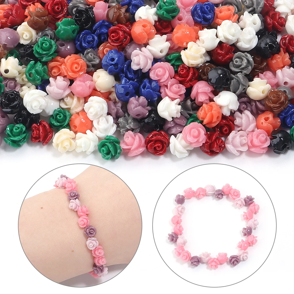 30pcs Imitation Coral Flower Beads Loose Spacer Resin Beads For Jewelry Making DIY Crafts Bracelet Necklace Earrings Accessories