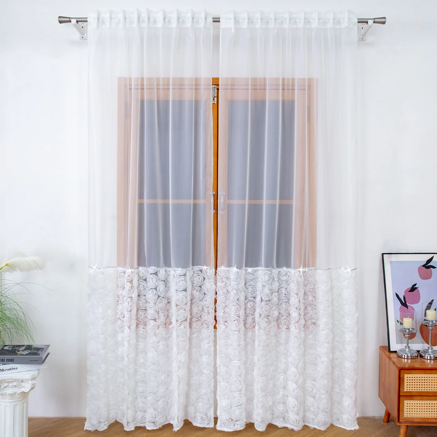 1PC White Chiffon C…