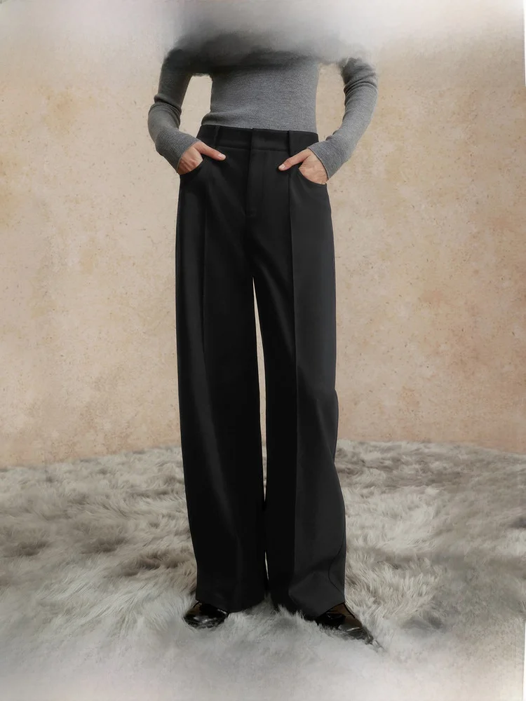 

Bla Banana aped Cone Pants for Women Winter Commute to Work High Waist Straight Leg Trousers Casual Cotton Polyester Blend