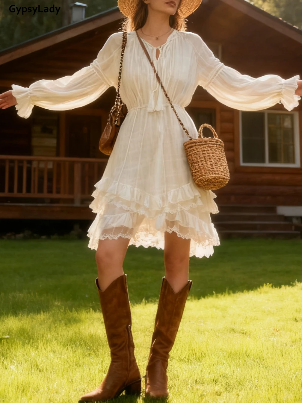 Francês vintage branco solto mini vestido feminino primavera outono férias cinto gravata irregular manga longa em camadas casual senhoras vestido novo