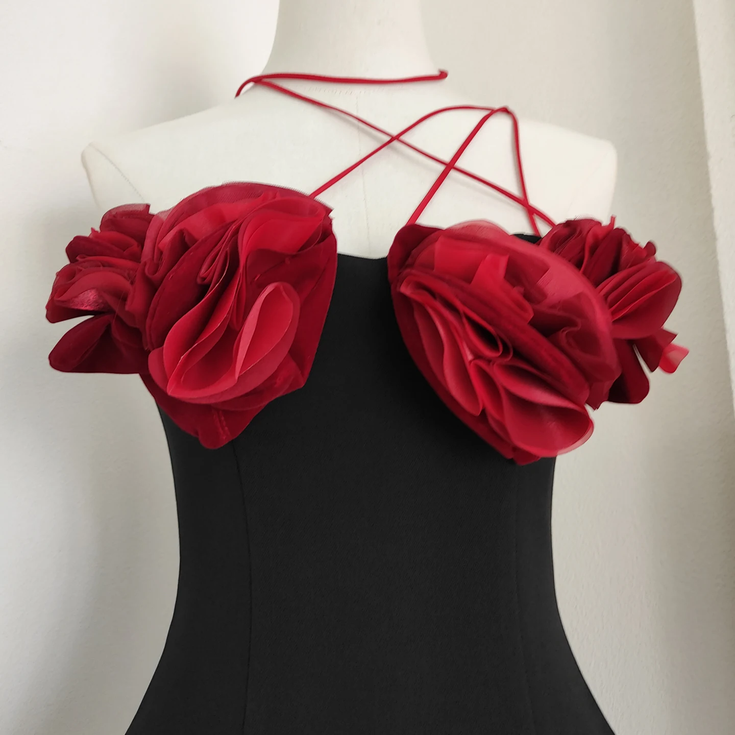 

New Trendy 3D Floral Lace Up Slimming A Line Dress for Women Elegant Party Birthday Celebrate Designer Dresses Gala Show Wear