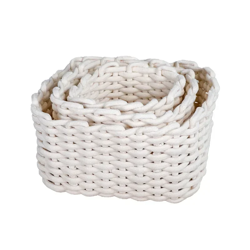 1PC Nordic Hand-woven Thick Cotton Rope Storage Box Baby Toy Snacks Keys Cloth Sundries Storages Basket Desktop Organizer