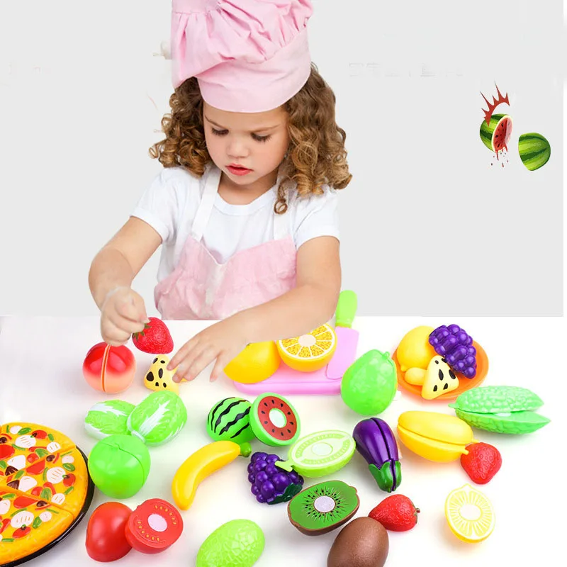 Children's Small Toys Set Fresh Fruit Vegetables Cutting Toy Funny Kitchen Simulation Suit Food Learning Early Educational Gifts