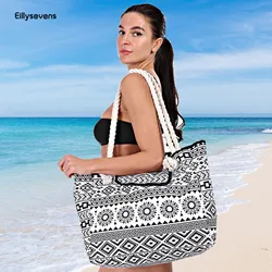 Beach Bags Women 2025 Waterproof Summer 16.5 Inch Large Capacity Striped Shoulder Bag Tote Handbag Shopping Shoulder Bags