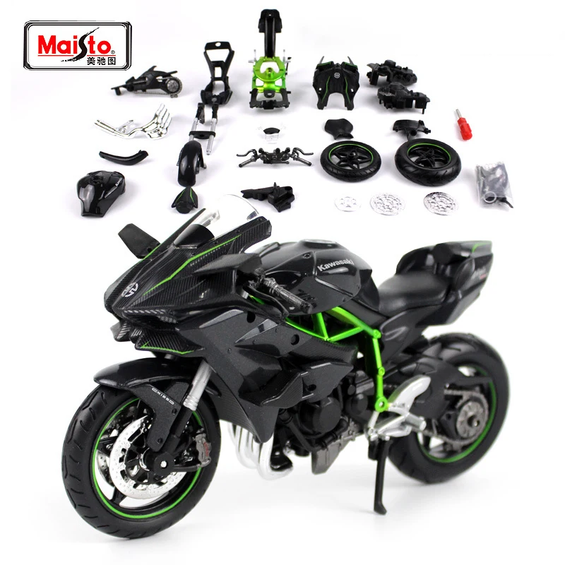 Maisto 1/12 Kawasaki H2R Ninja Assembled Version Motorcycle Model Toy Vehicle Collection Shork-Absorber Off Road Autocycle Toy