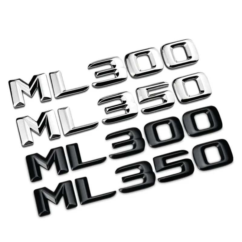3d ABS Black Chrome Car Letters Trunk Emblem Badge For ML250 ML270 ML300 ML320 ML 350 500 Logo Sticker Accessories