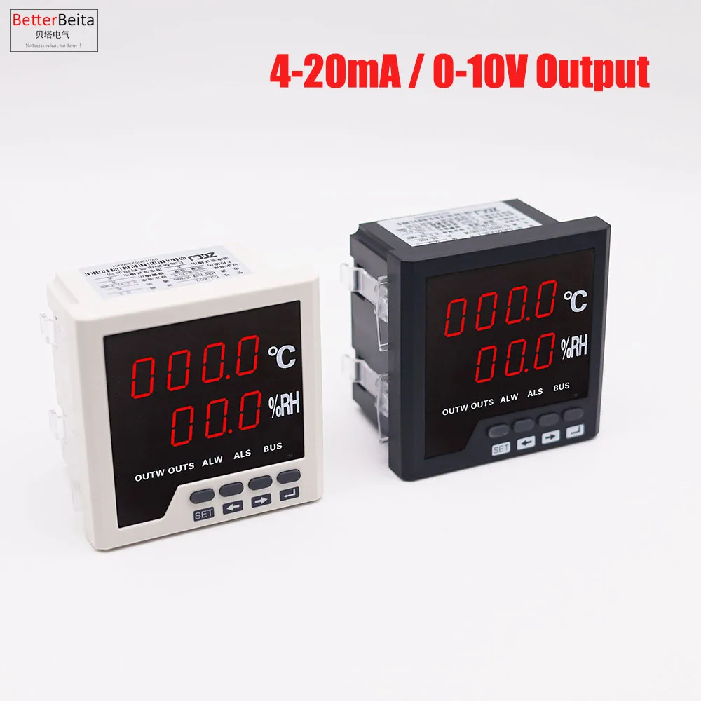 

Digital display Temperature and humidity transmitter with 4-20mA 0-10V analog signal output and relay output