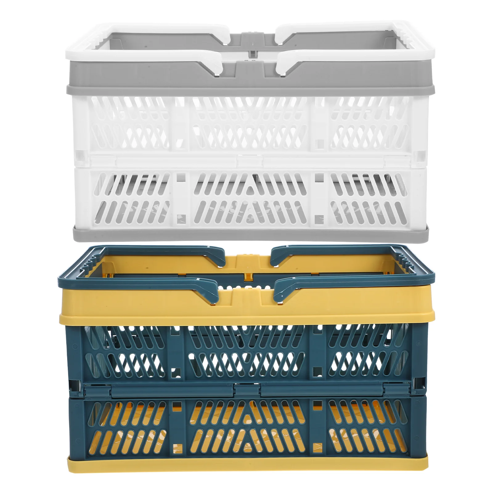 

2Pcs Collapsible Plastic Storage Basket Organizer Bins for Closet Kitchen Pantry Storage Basket Crate Plastic Crate