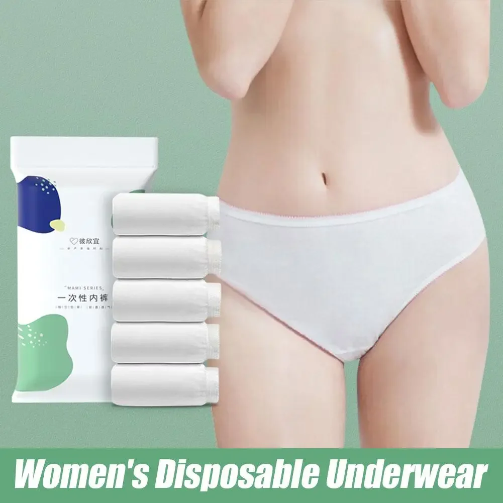 5Pcs Women\'s Disposable Pure Cotton Underwear Travel Panties Sterile Independent Packaging Wash free Underwear