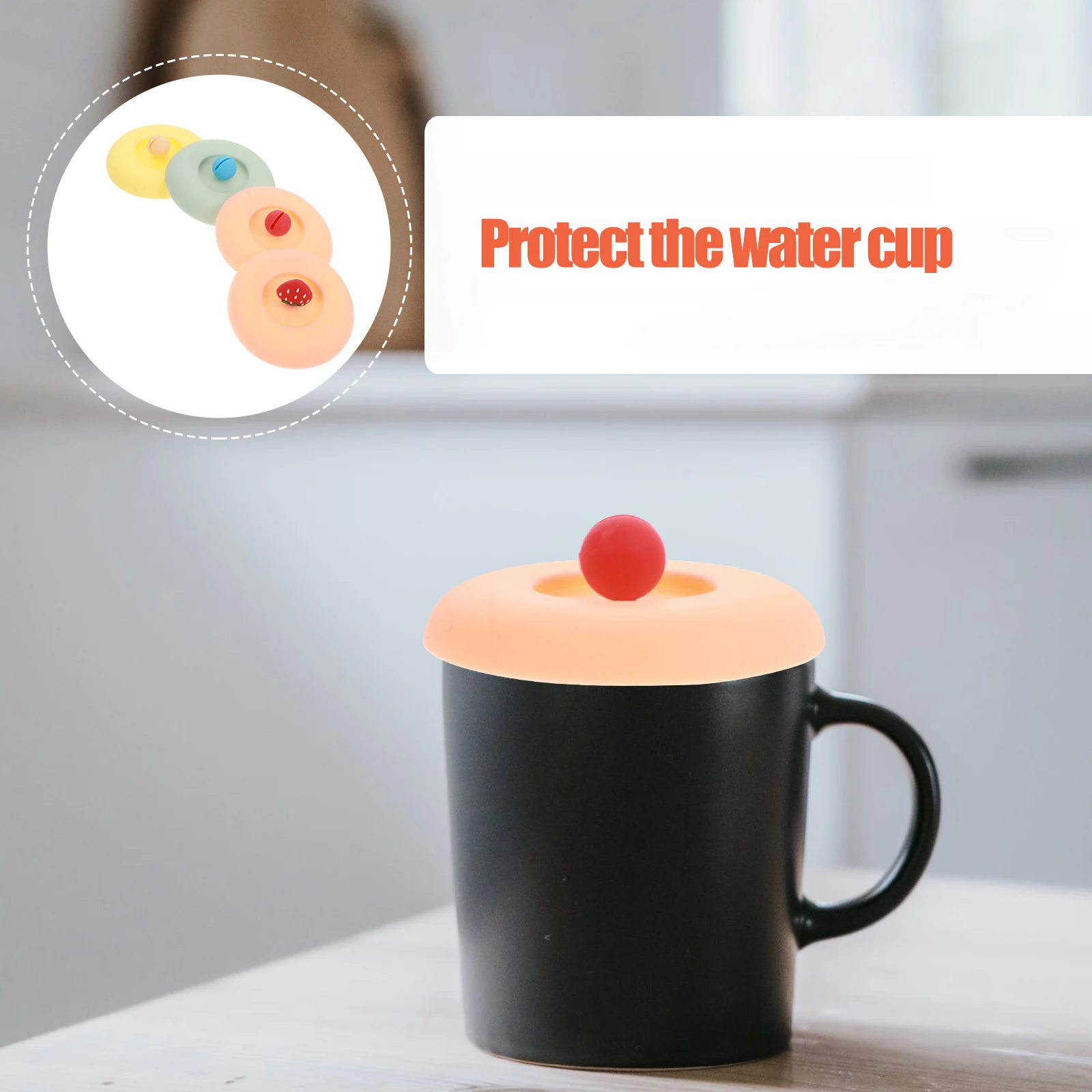 

4Pcs Cartoon Silicone Cup Lids Airtight Sealing Covers Smooth Surface Heat Resistant Assorted Color Silicone Cup Lids