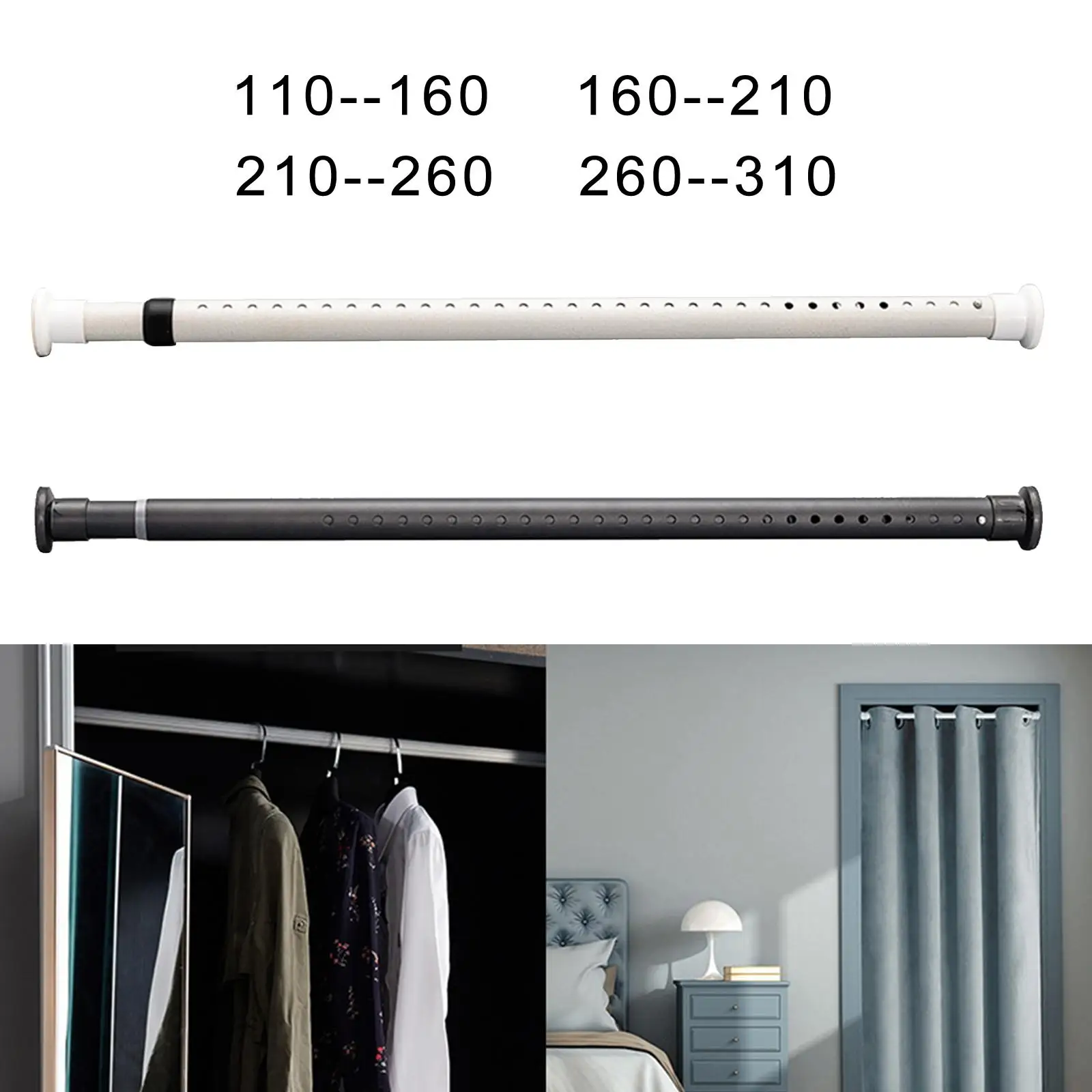 Picture 5: Adjustable Extendable Curtain Rod with Tension Spring Curtain Rod Rods, No Drilling kitchen and home Clothes Closet