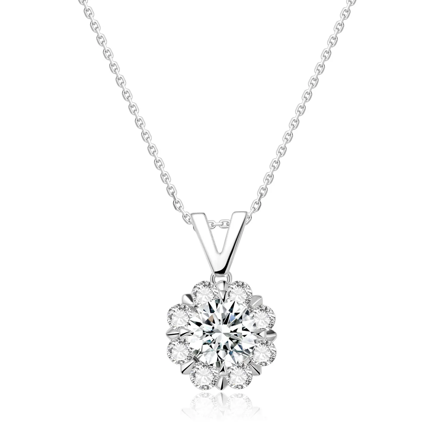 NGIC/NGTC 0.5/0.6/1ct New Design Lab Grow Diamonds Pendant Flower 18K White Gold Necklace Pendant Wedding Jewelry