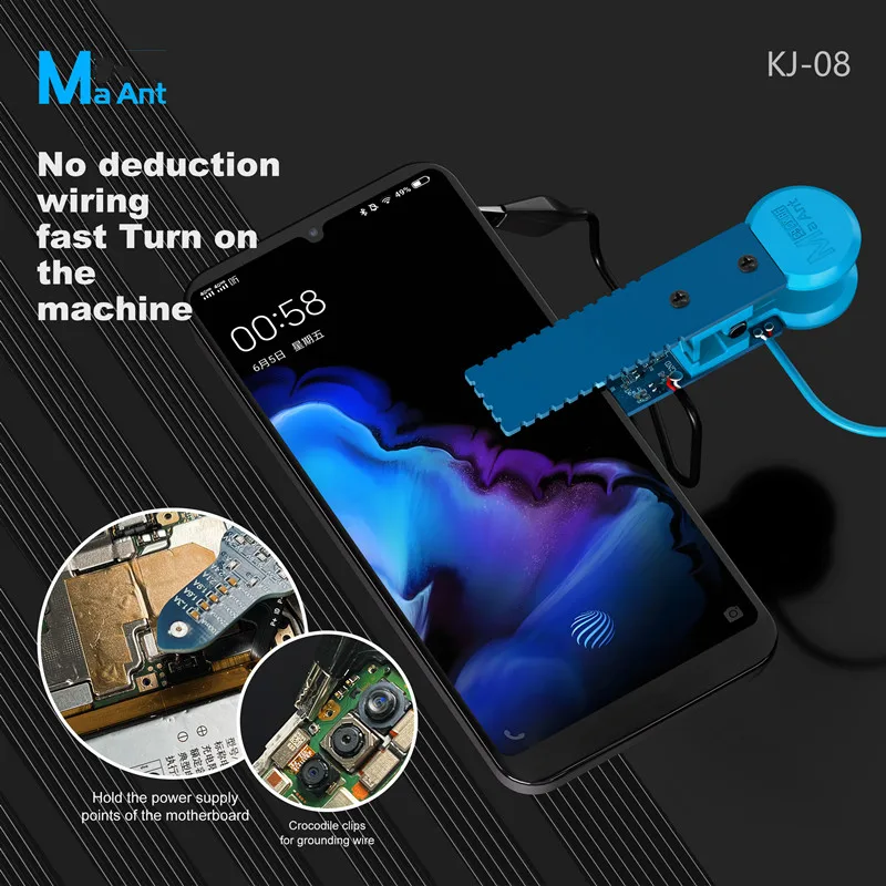 MaAnt KJ-08 Universal Power Clip No Solder One Click Power On for Mobile Phones Motherboard PCB Startup Test Repair Tool