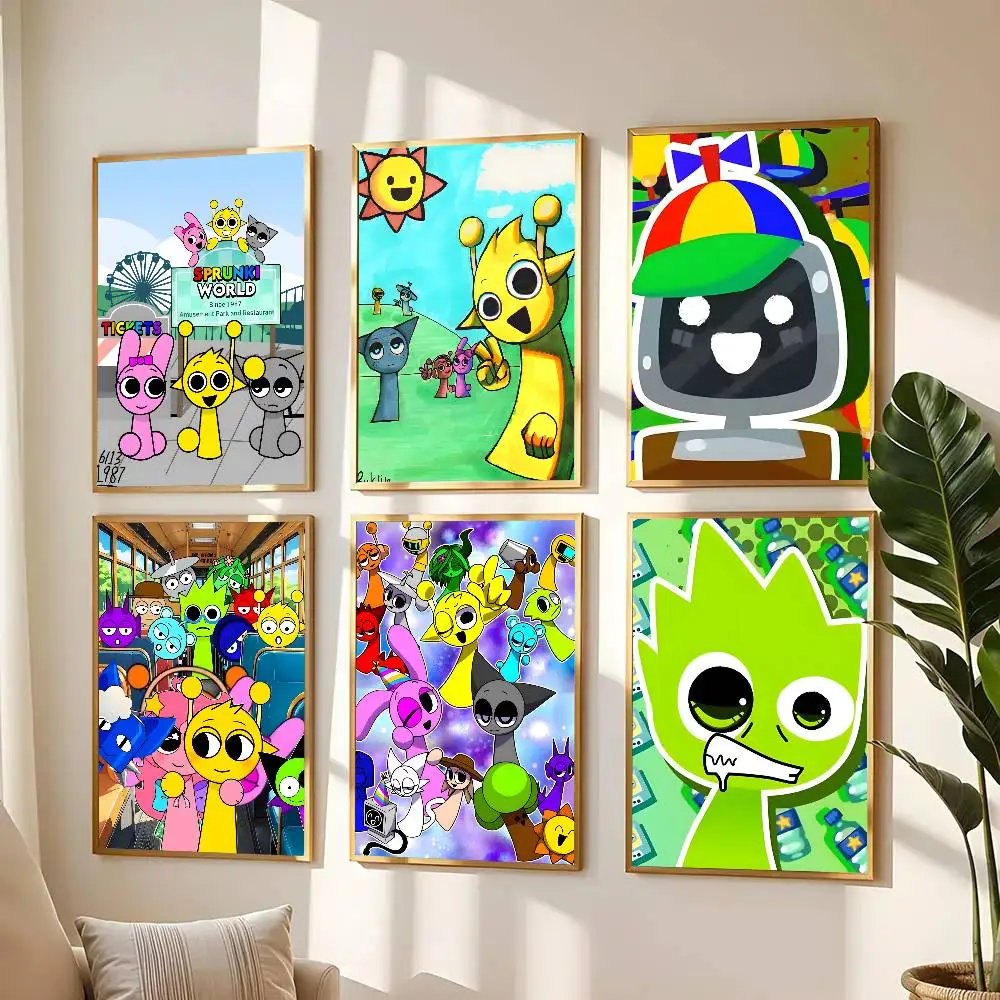 1 Stück Game S-Sprunki Poster Aufkleber Druck Wasserdichter Wandkunstdruck für Wohnzimmer Schlafzimmer Heimdekoration