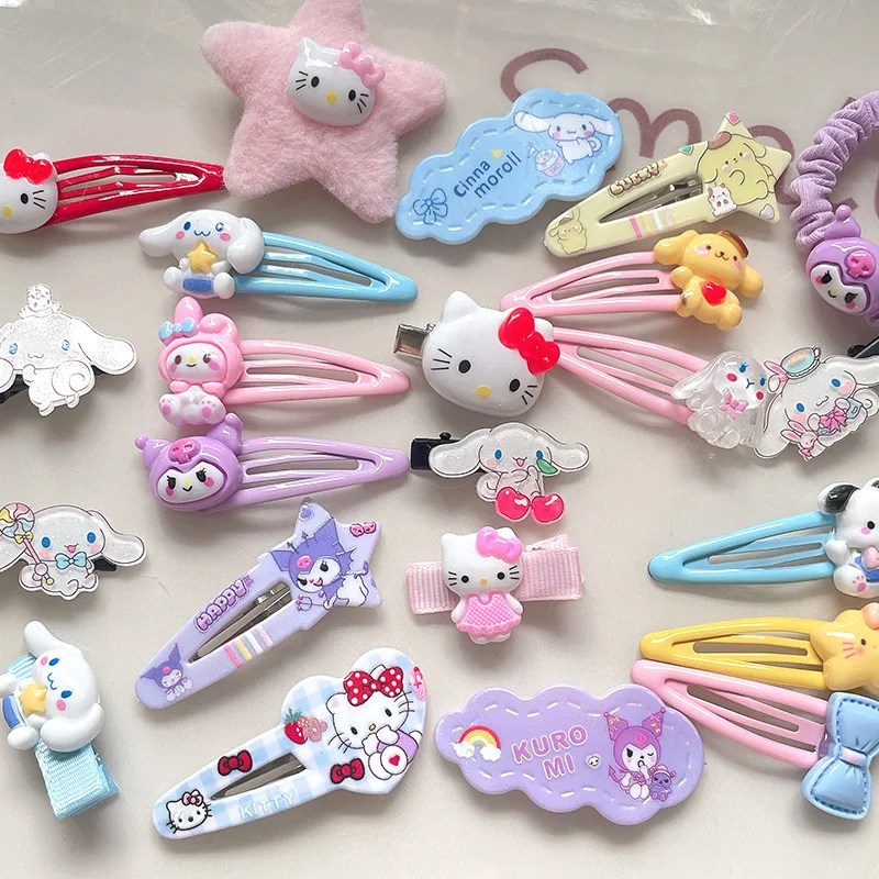 2024 Sanrio Hello Kitty fermaglio per capelli 21 pezzi fermaglio per capelli Hello Kitty 50 accessori per l'anniversario capelli ragazze Kawaii Kuromi Things