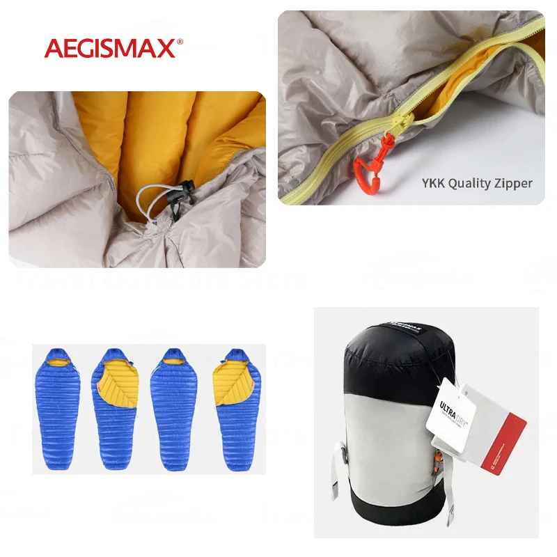 AEGISMAX LETO Goose Down Sleeping Bag Ultra Dry Down Sleeping Bag Ultralight Outdoor Camping Hiking Travel Sleeping Bags FP700+