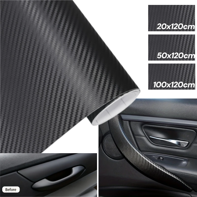 

Car Interior Carbon Fiber Vinyl Wrap Film Self-Adhesive Leather Sticker for Auto Upholstery Center Console Dashboard DIY Decor