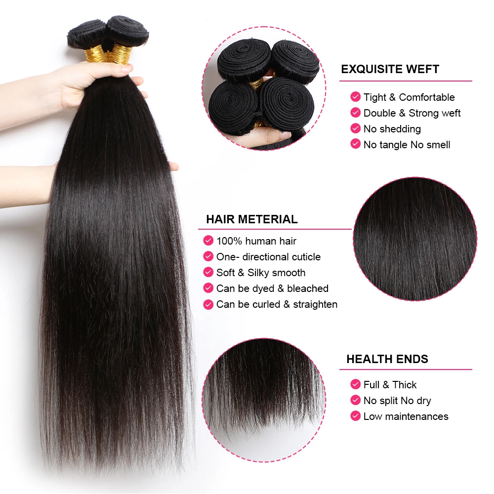 Megeen 20-30 pollici estensioni dei capelli umani Remy brasiliani Stright 1/3/4 capelli umani doppia trama fasci di tessuto 12A estensione dei capelli