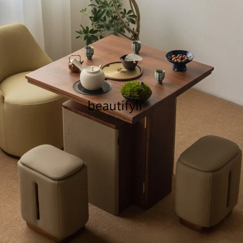 Mobile Small Tea Table Tea Table Solid Wood Office New Chinese Table New Chinese Balance Living Room Furniture