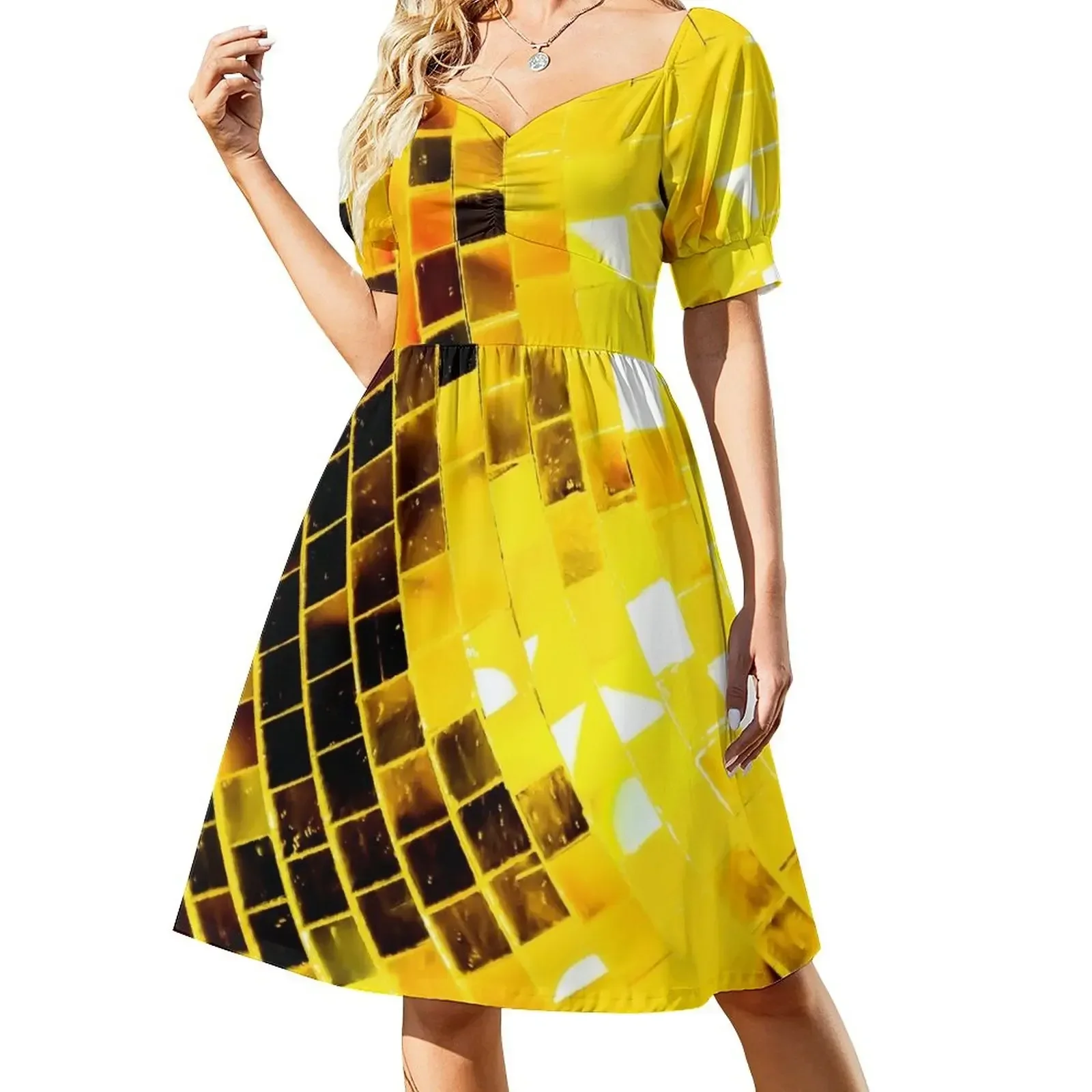 Funky Golden Disco Mirror Ball Sleeveless Dress dresses for woman evening dresses women Dress