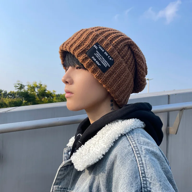 Winter Knitted Unisex Hat with Temperature Locking Soft Big Head Hair Beanie Warmth Neutral Skin Friendly Men's And Women's Cap