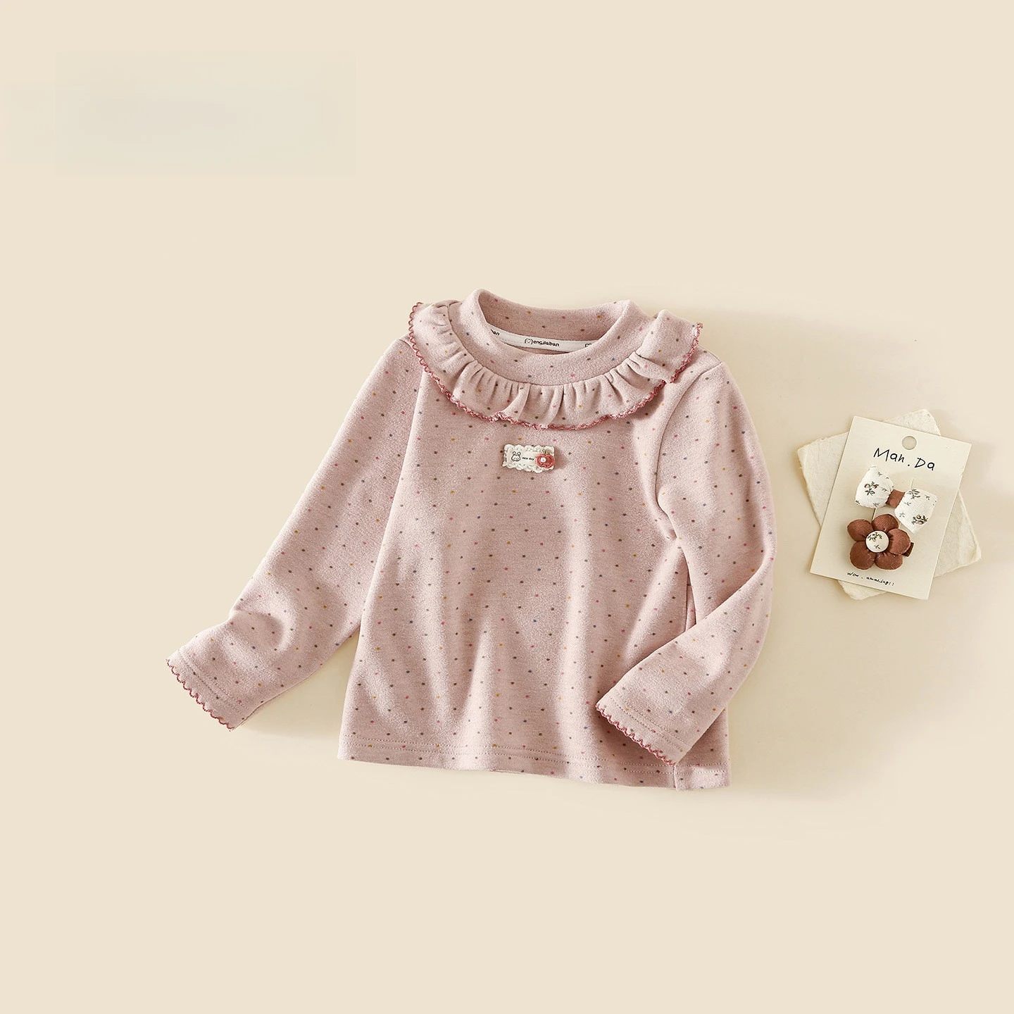 Girls' Autumn and Winter Long Sleeved T-shirt Girl Treasure Warm and Fashionable Base Shirt  Comfortable Children's Clothing