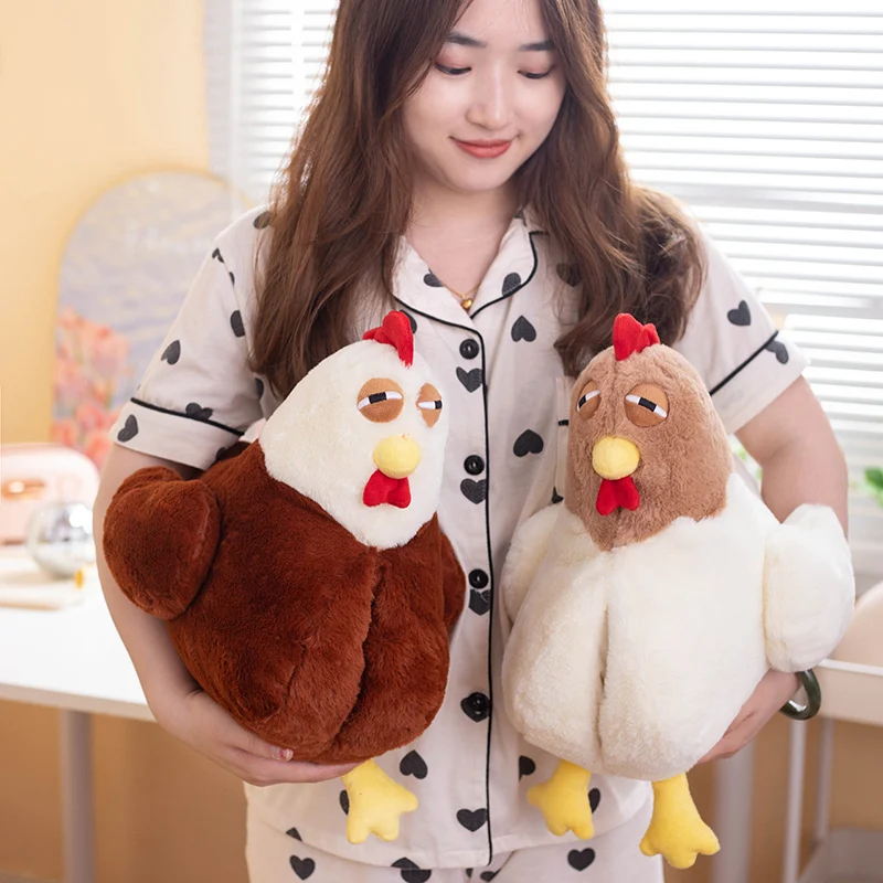 40x45cm Kawaii Stupid Chicken Plush Pillow Funny Big Cock Plush Hand Warmer Cushion Creative Birthday Christmas Gifts