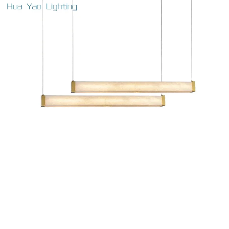 

Luxury Designer Natural Marble Long Pendant Light Gold Led Home Decoration Lustres Lamparas Stone Hanglamp
