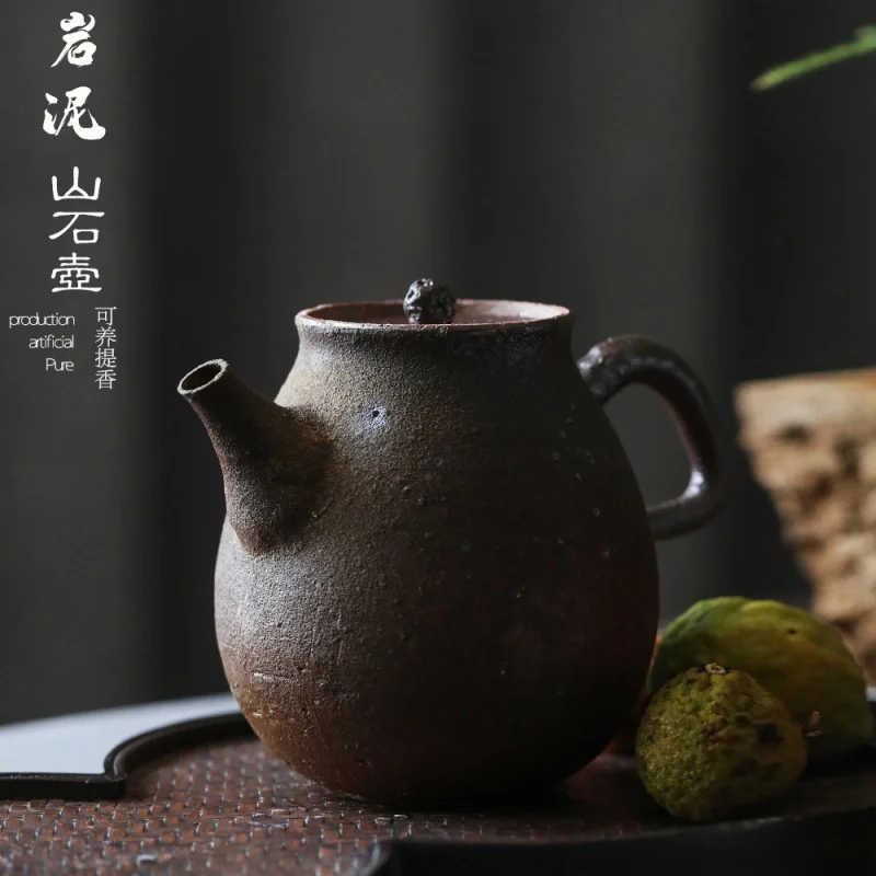 ★Hand-Made Rock Mine Pot Old Rock Mud Pot Teapot Embryo Repair Delicate Japanese Little Teapot Astringent Soft Water Fragrance