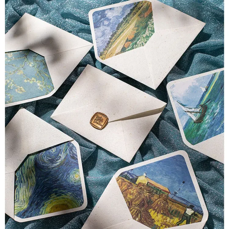 

10 шт./партия 17,5*12,5 см изысканные винтажные картины маслом Ван Гога, маленькие и свежие, высококачественные на растительной основе, лесная кружевная подкладка