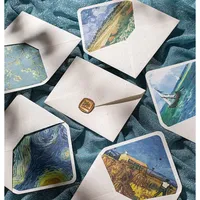 10 pcs/batch 17.5 * 12.5cm exquisite vintage Van Gogh oil paintings, small and fresh, high-end plant-based, forest lace lining