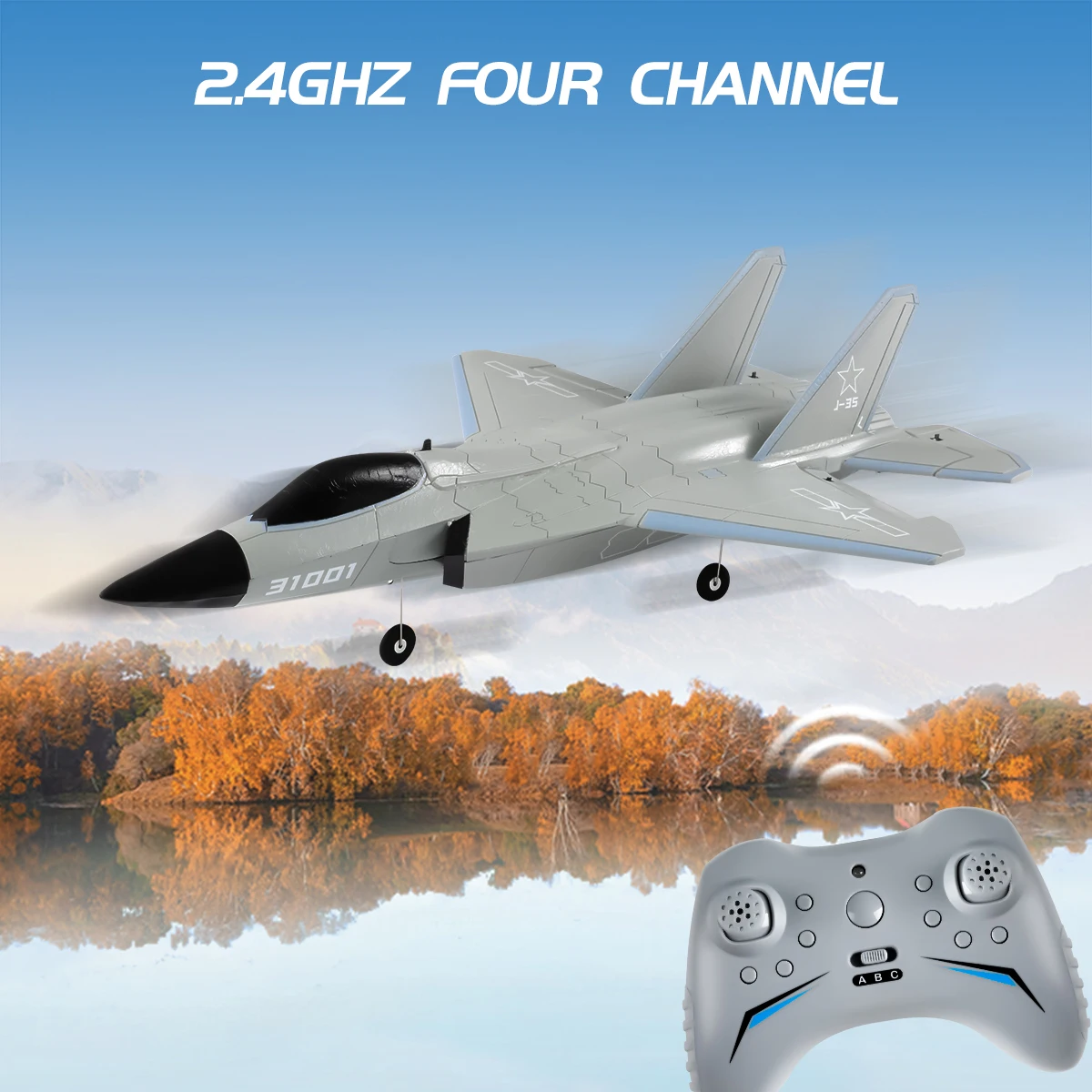 New Remote Control Aircraft Fx9631 Four-Channel Large Size J-35 Fighter Brushless Fixed-Wing Aircraft Model Give Toys To Kids