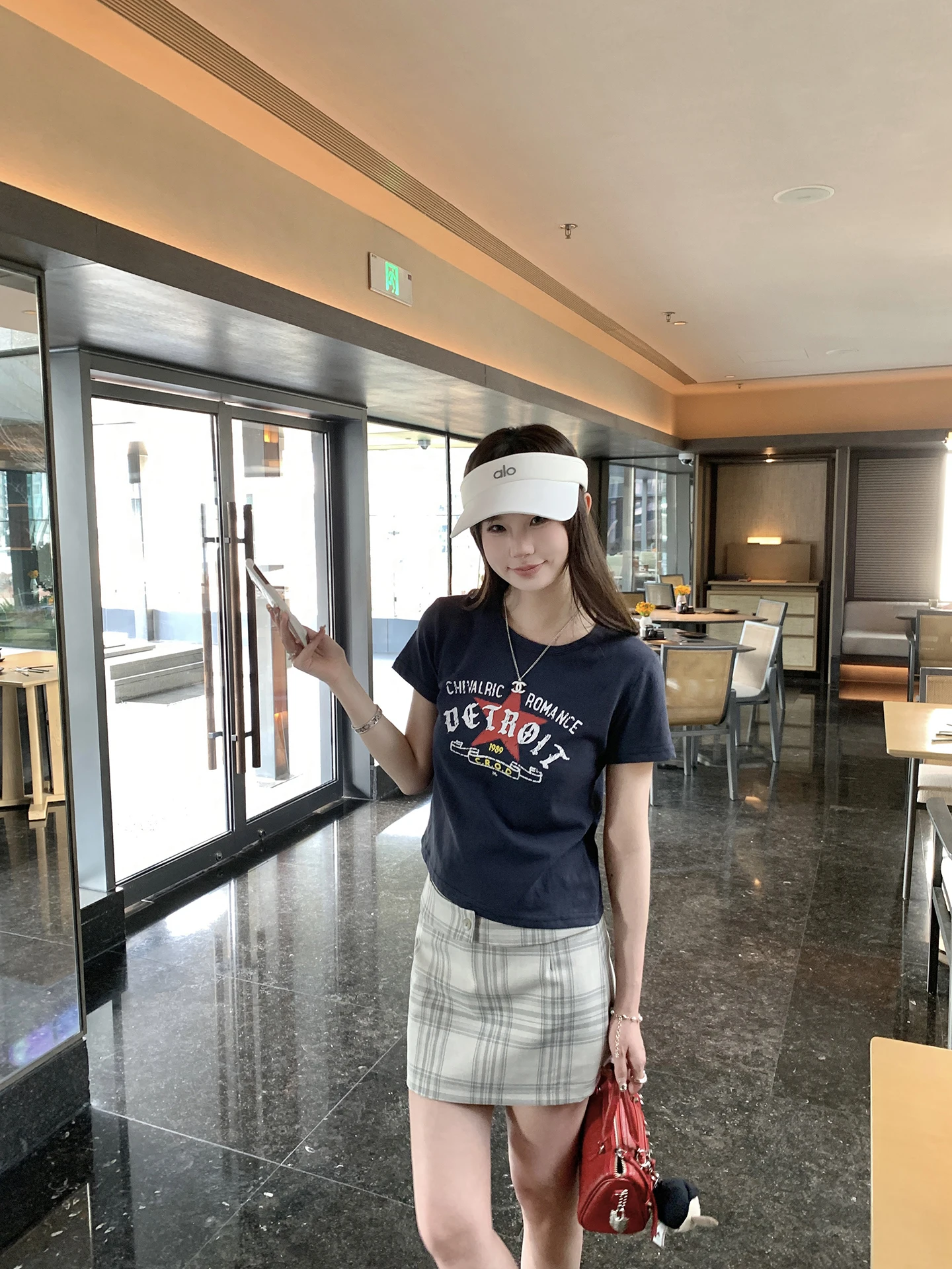 

Anneshop High Waist Plaid Skirt Women's Summer Slim Fit Short Skirt Polyester Rayon Spandex A-Line Skirt