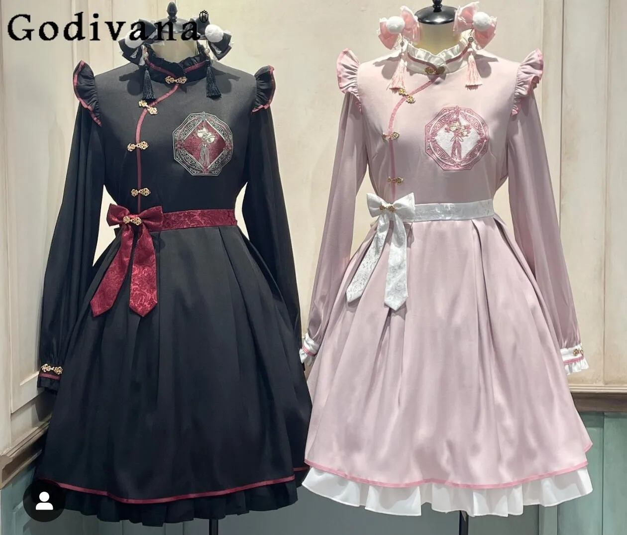 

2026 Spring New Chinese Style Embroidered Long Sleeve Dress Elegant Sweet Versatile Daily Dress for Women