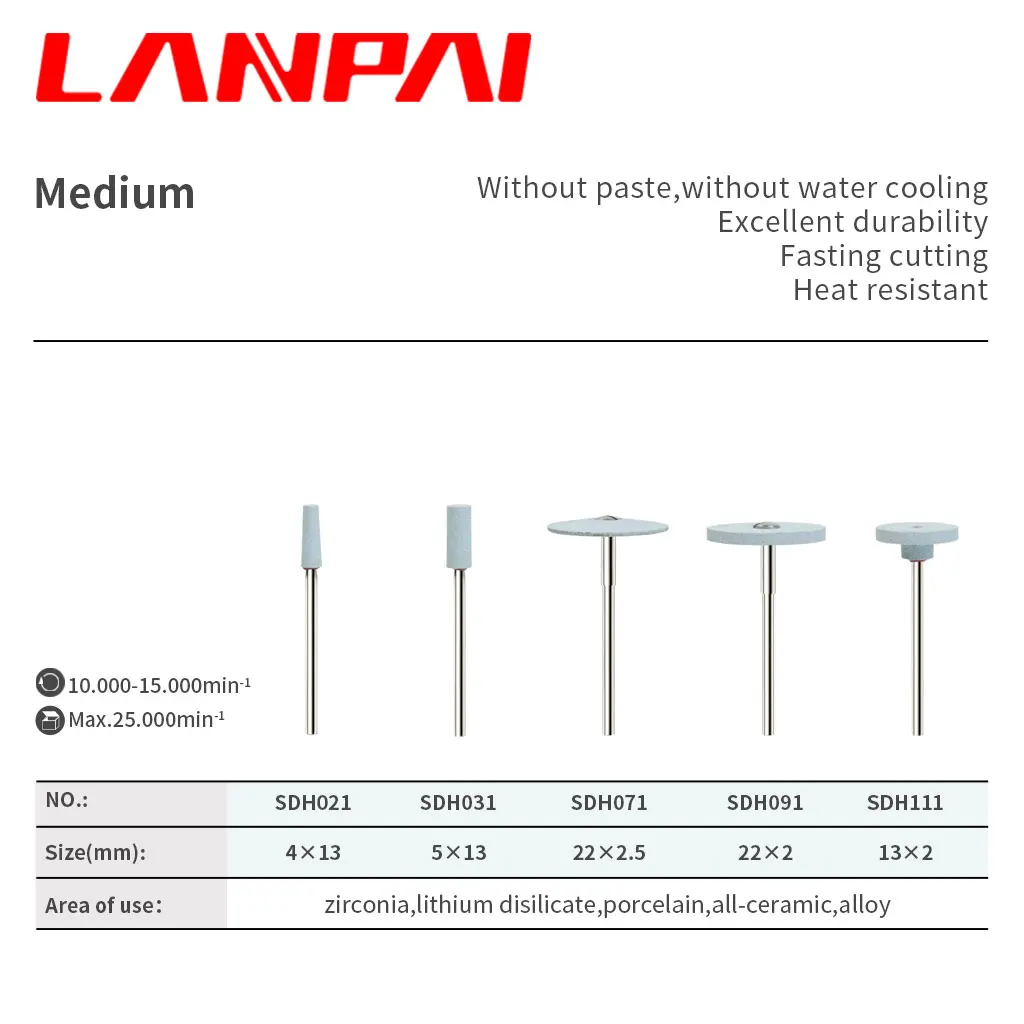 Lanpai-Polisseuse Dentaire en Céramique et Diamant, pour Têtes de Polissage à la Conie contre-indiquées, Outils de Dentiste HP, Laboratoire Dentaire, Grain Moyen