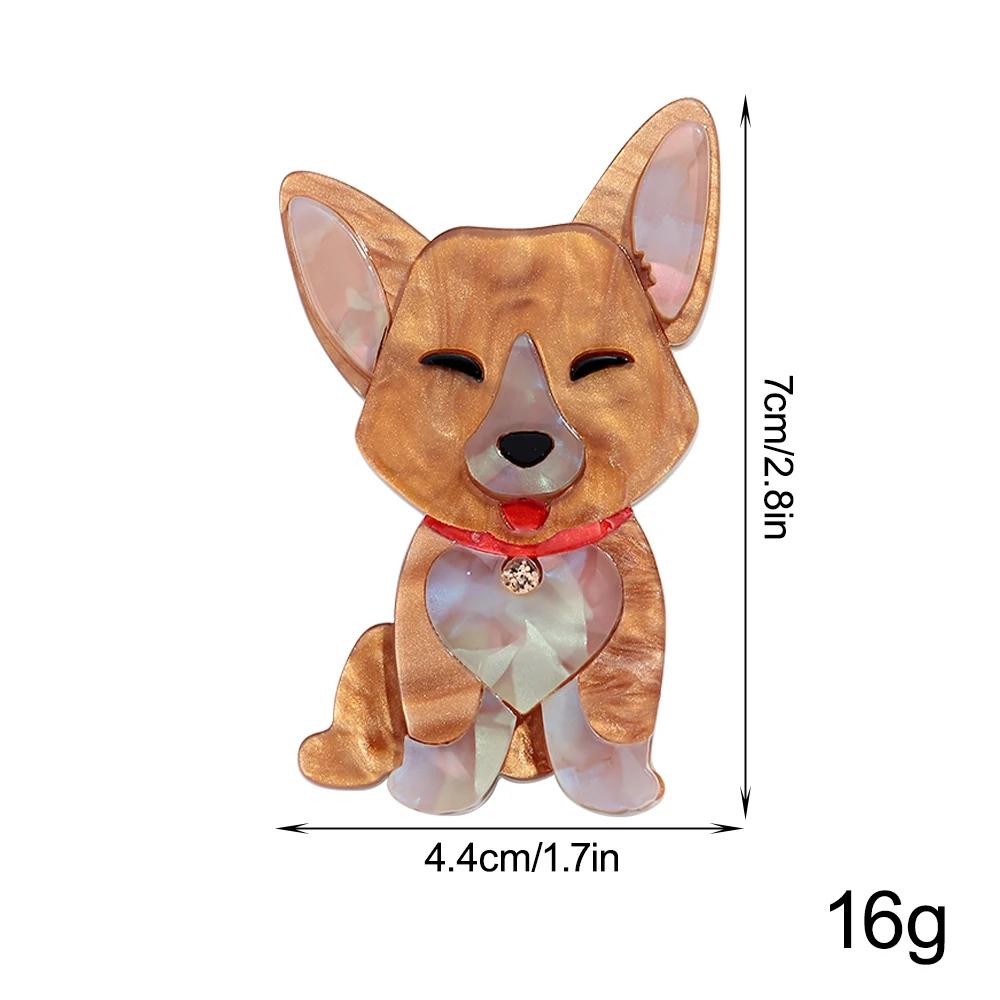 Cute Acrylic Splicing Bell Puppy Brooches for Women Lovely Cartoon Pet Dog Animal Lapel Pins Badge Fashion Jewelry Gifts
