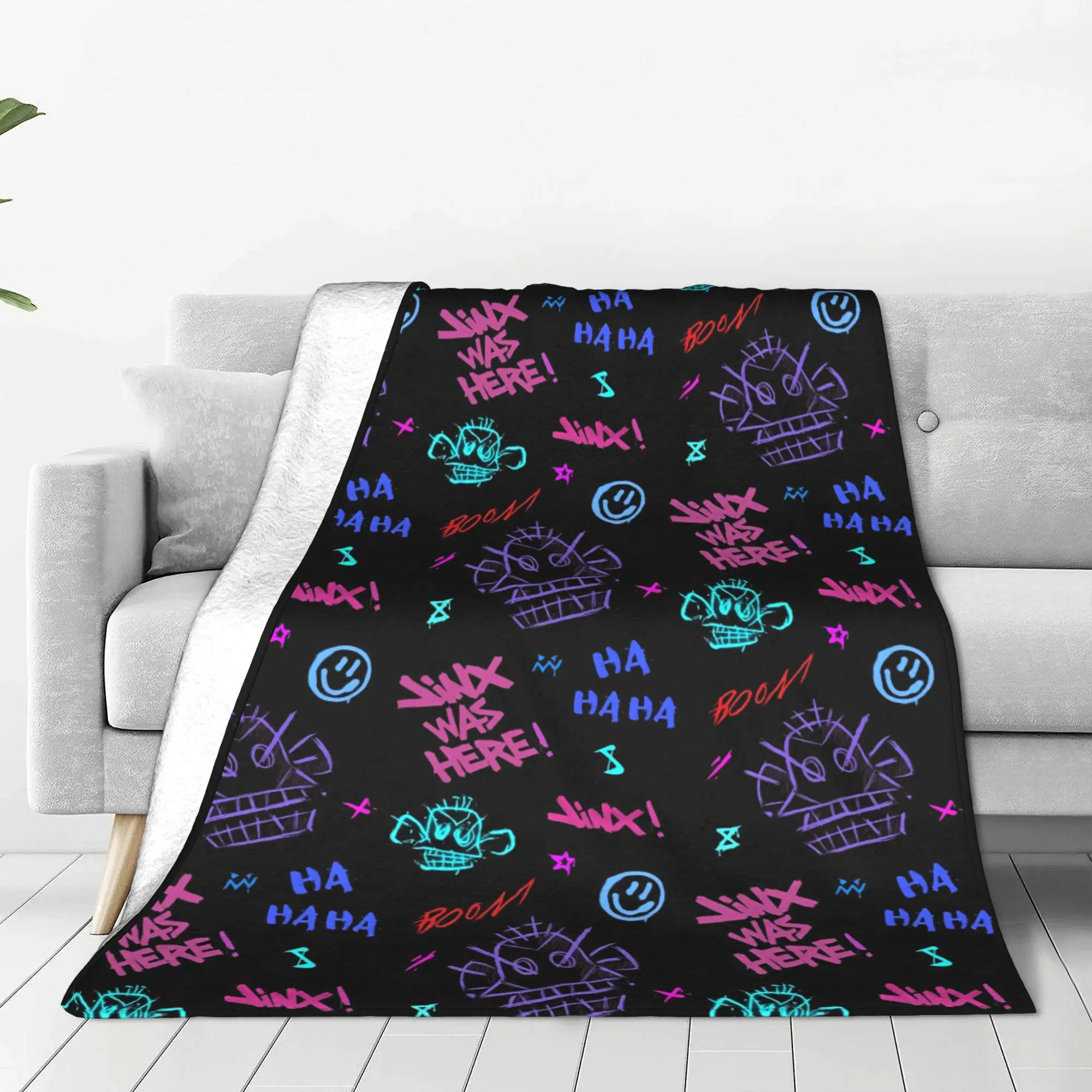 Arcane L-League Anime Legends  Blankets Flannel Spring Autumn Jinx Monkey Graffiti Breathable Soft Throw Blankets for Sofa Quilt