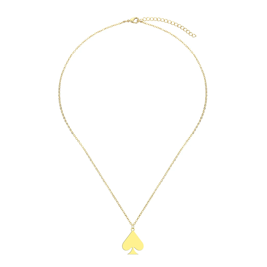 Kinitial Stainless Steel Necklaces Dainty Jewelry Playing Card Hearts Poker Spade Pendant Necklace Party Gift