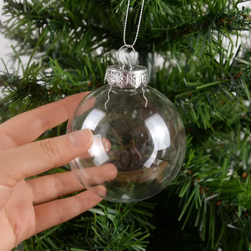6Pcs Clear Plastic Christmas Ball Fillable Ornament Xmas Tree Hanging Bauble Pendant 2023 Christmas Home Decoration Navidad Gift