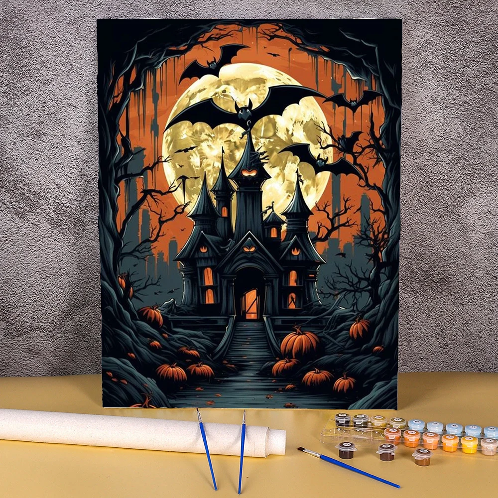 DIY Paint By Number For Adults Fairy Dark Castle Kits Painting By Numbers Handpainted On Canvas DIY Halloween Picture Home Decor