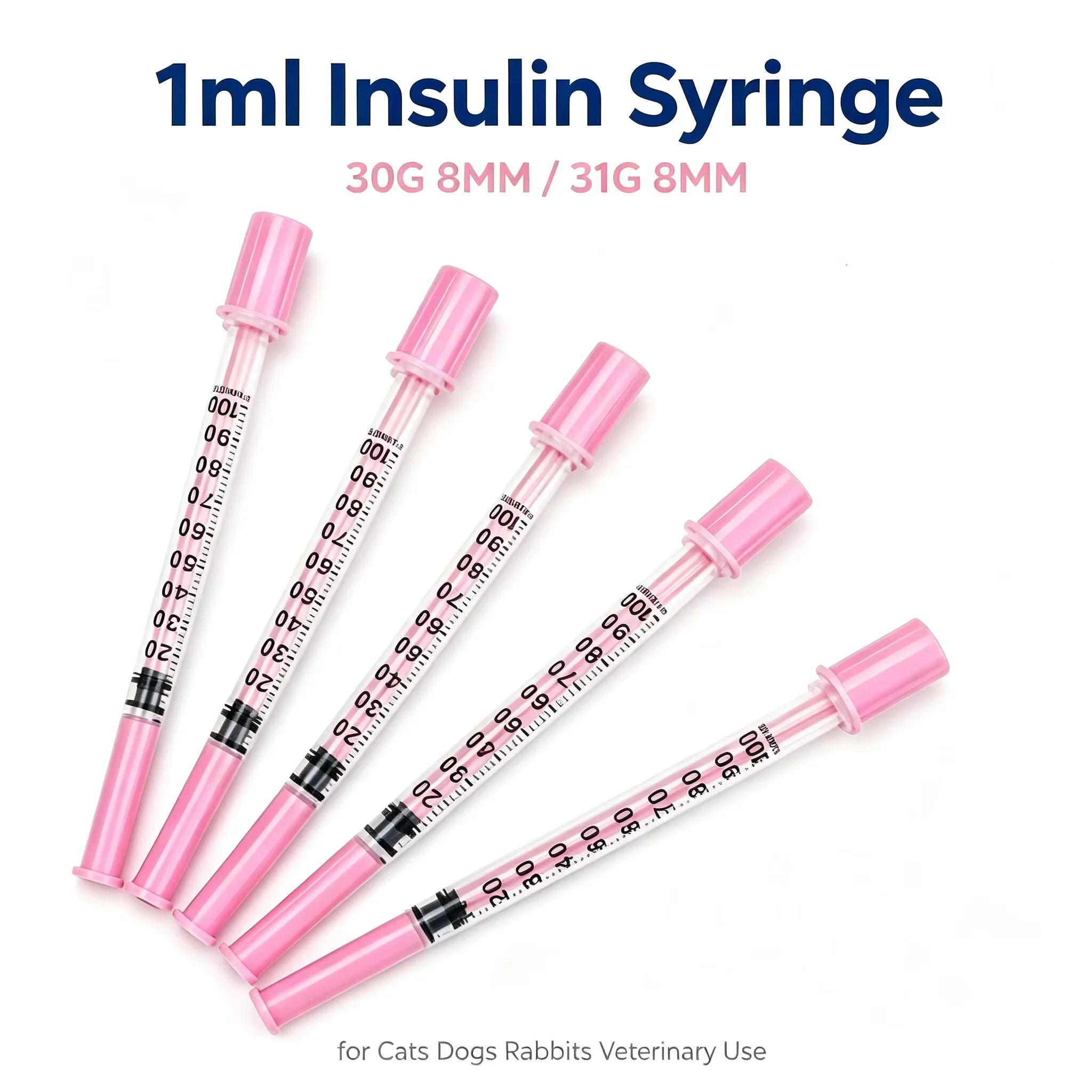 1 ml 31g/30g, 8MM, rosa Insulinspritze, Laborspritze, einzeln verpackt – Detail 2
