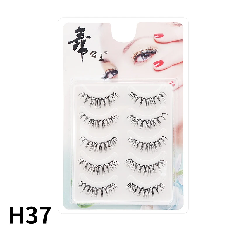 5 Paar Anime-Wimpern mit transparentem Stiel, unsichtbare Manga-Wimpern, natürliche falsche Wimpern für Make-up – Detail 17