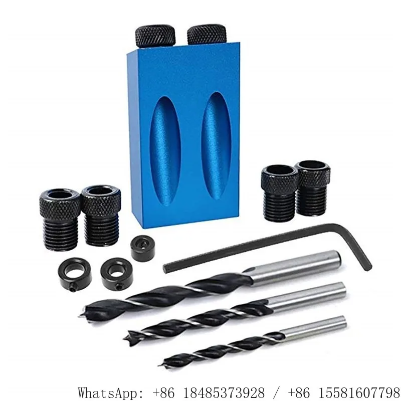 14pcs Pocket Hole Jig Set All Metal Pocket Hole Locator Woodworking Angle Drilling Guide Positioning Fixture Tool