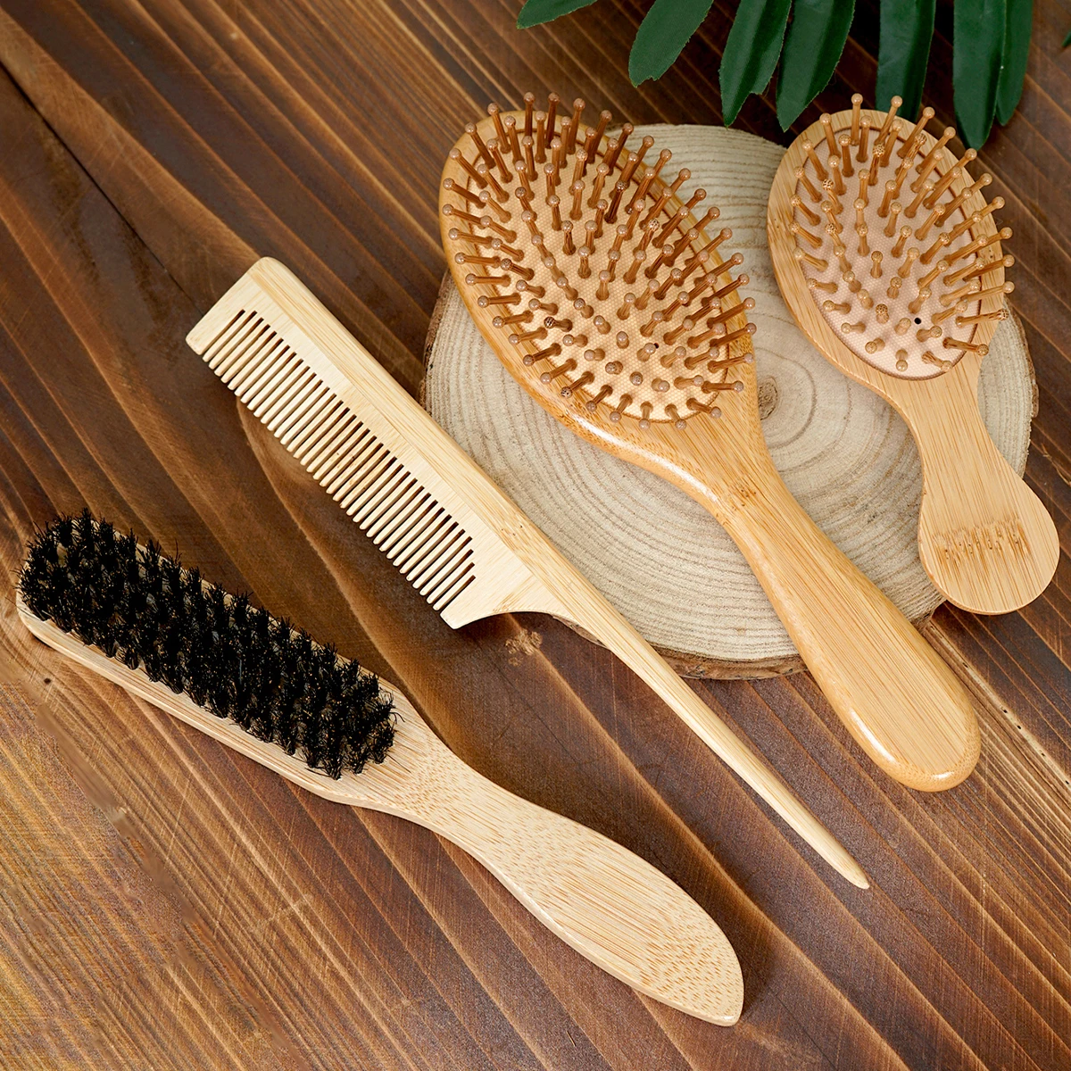 1PC Professional Hair Brush Pointed Tail Wooden Comb/Large Bamboo Air Cushion/Mini Travel Size/Boar Bristle