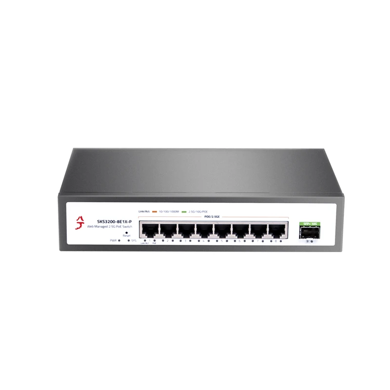 XikeStor 9 Ports 2.5G L2 simple Managed POE Switch 8*2.5G RJ45 1*10G SFP+Ethernet Switch Support VLAN Division+Cooling shell