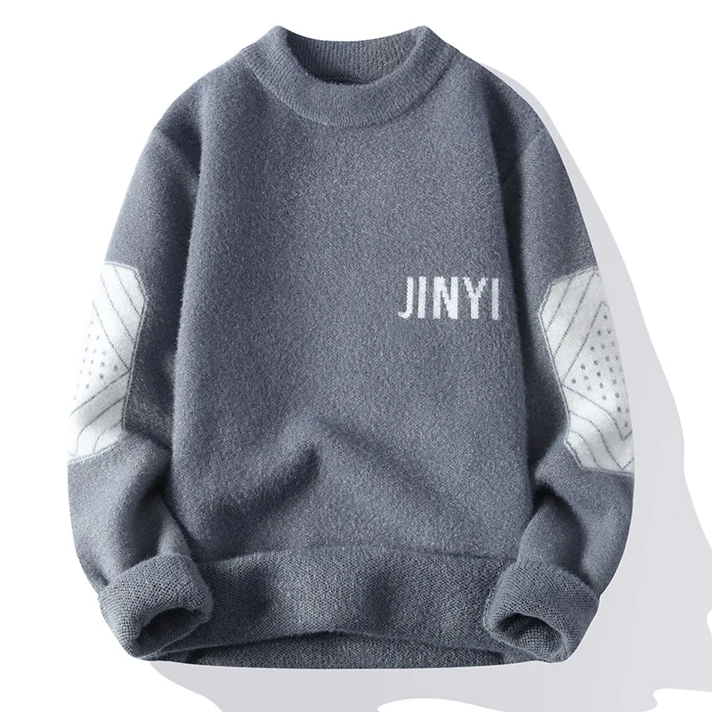 

Long Sleeve Crewneck Comfy Autumn and Winter Knitwear Sweater for Men and Women with Fleece Fashion Print Pullover