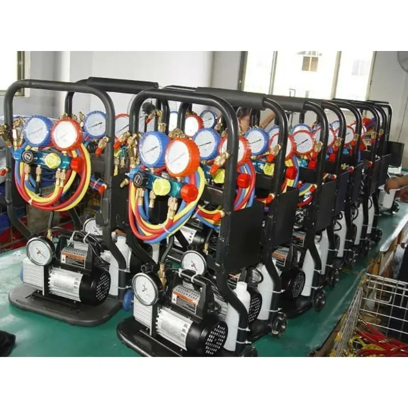 

Refrigerant Charging Recovery Station with 5-Valve Manifold Gauge for Car Air Condition Repair Hot sales