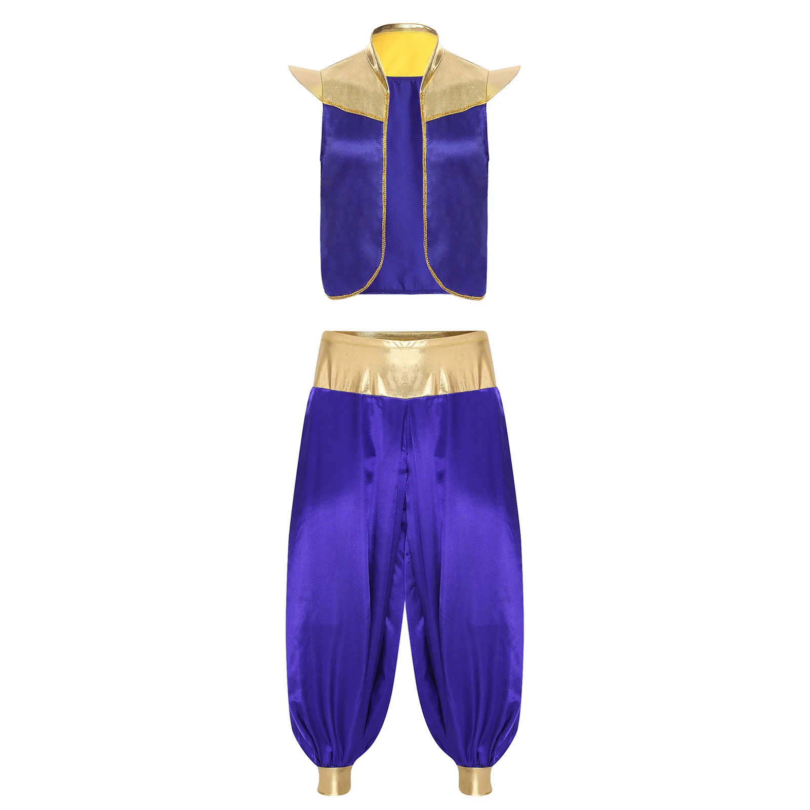Mens Arabian Vests Loose Bloomers Harem Pants Set Arab Prince Costume Vest Halloween Costumes Magical Character Outfit